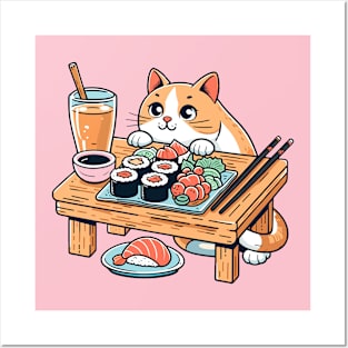 Cat-Eating-Sushi Posters and Art